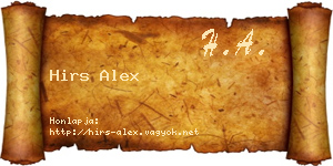 Hirs Alex névjegykártya